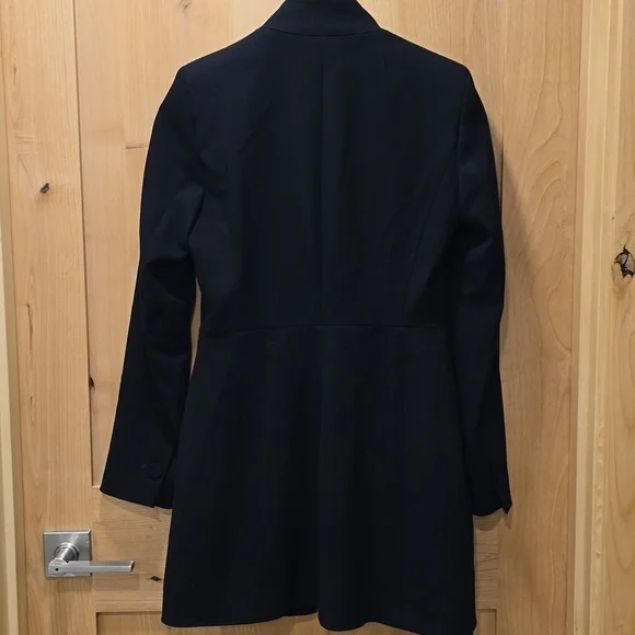 Long Black Blazer Inverted Lapel Frock Coat Sz S  NWOT - Picture 13 of 14